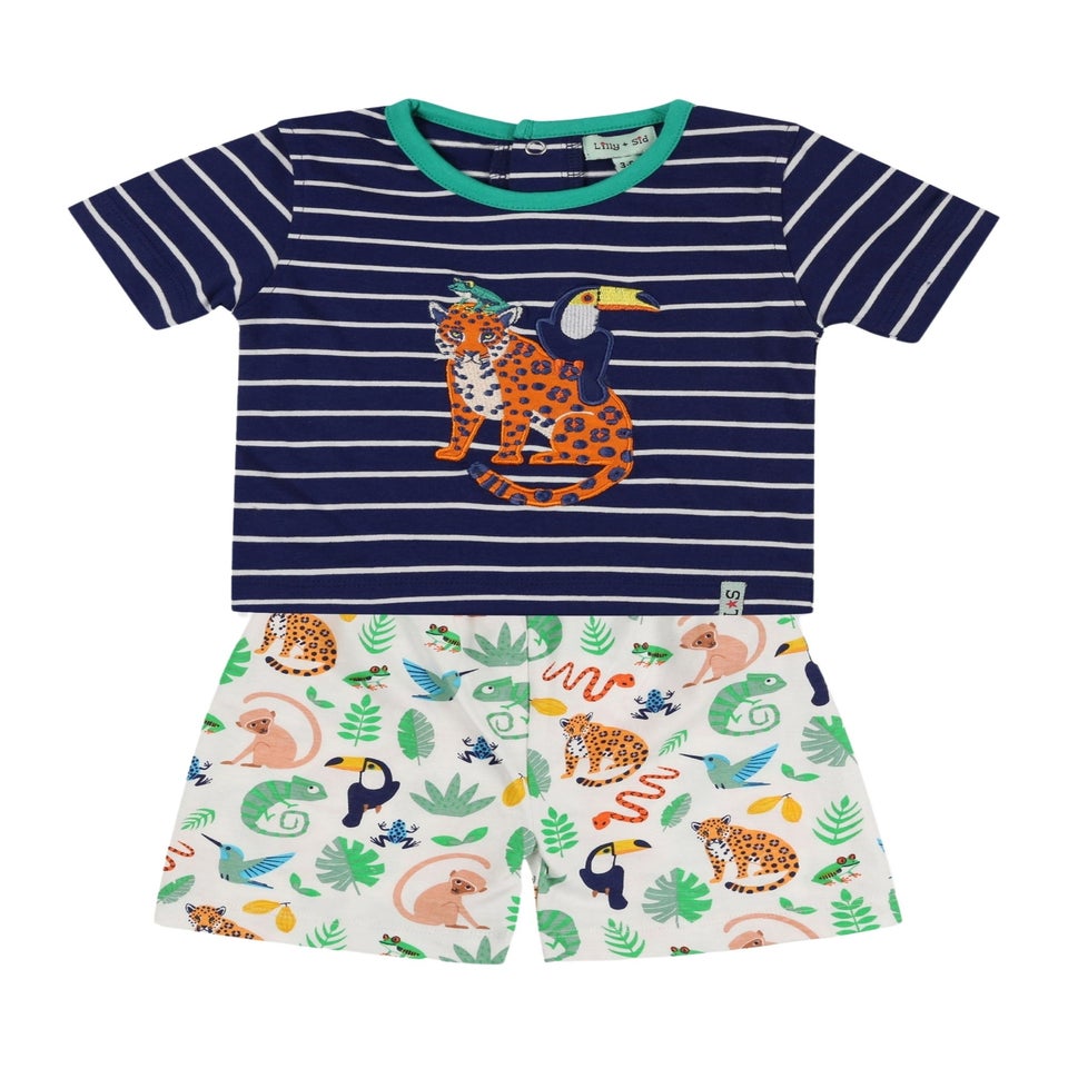 Lilly & Sid Multicoloured Animal Safari Print Top & Short Set (0- 24 Months)