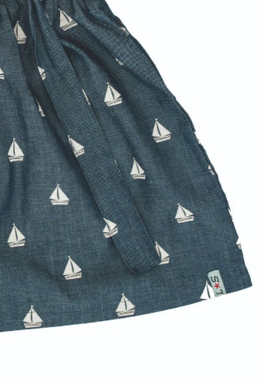 Lilly & Sid Organic Cotton Grey Sailing Boat Bracer Skirt (3-8 Years)