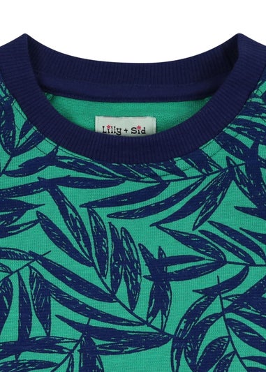 Lilly & Sid Organic Cotton Green Palm Print Sweatshirt (0-8 Years)
