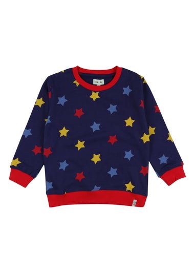 Lilly & Sid Organic Cotton Navy Star Print Sweatshirt (0-8 Years)