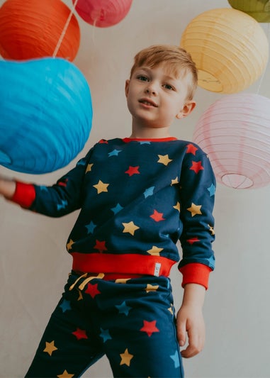 Lilly & Sid Organic Cotton Navy Star Print Sweatshirt (0-8 Years)