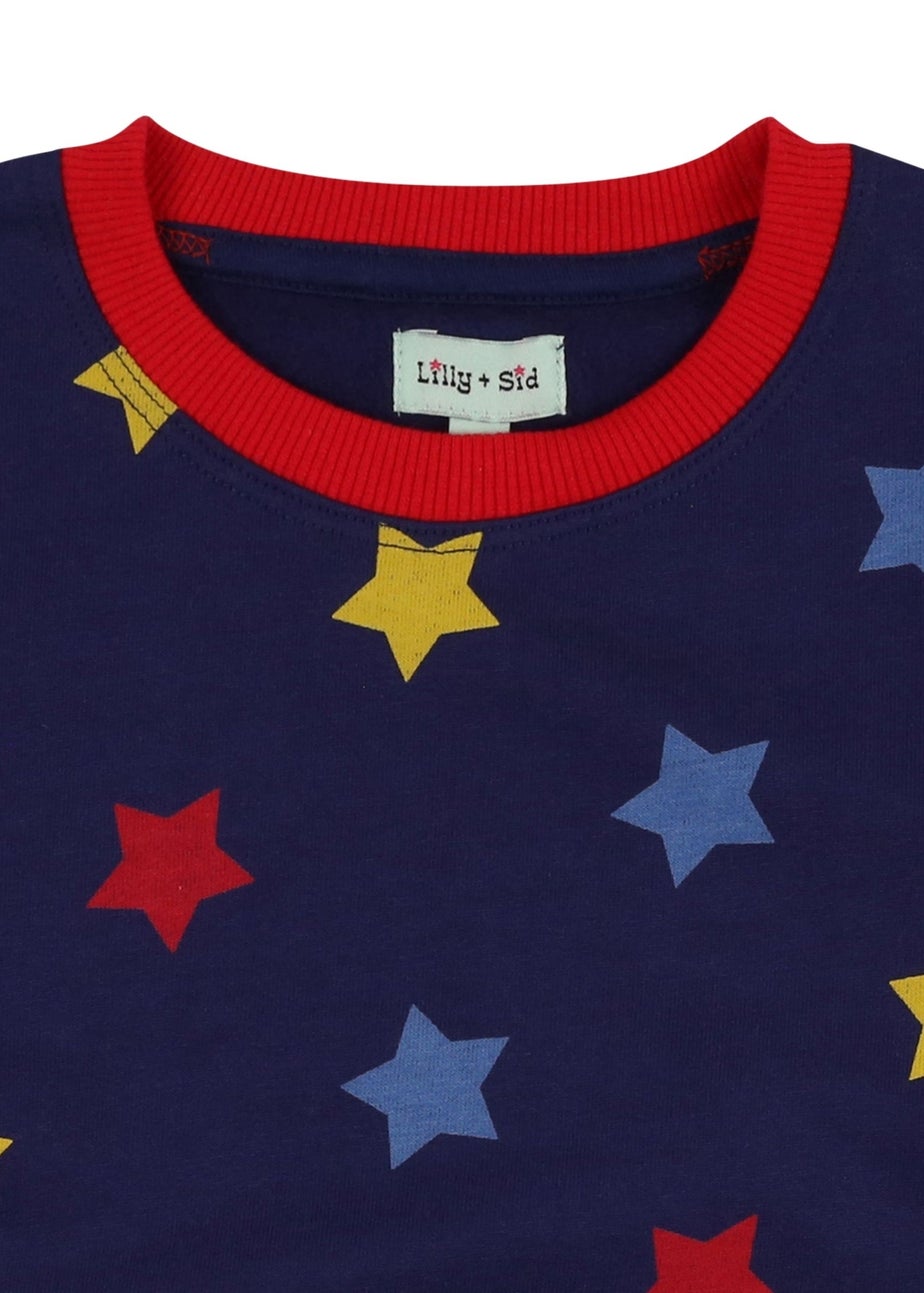 Lilly & Sid Organic Cotton Navy Star Print Sweatshirt (0-8 Years)