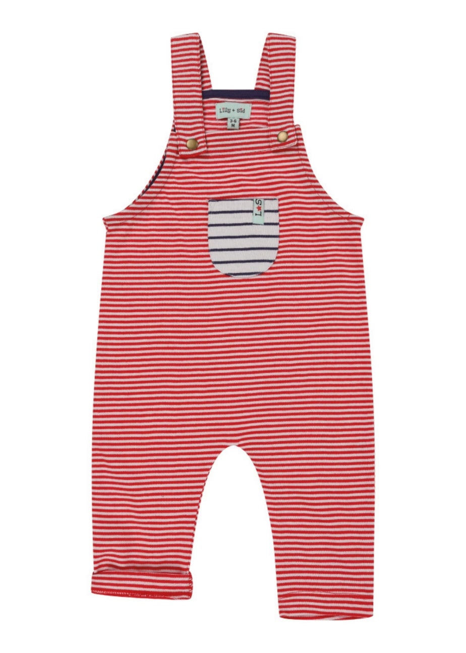 Lilly & Sid Organic Cotton Red Stripe Print Dungarees (0- 24 Months)