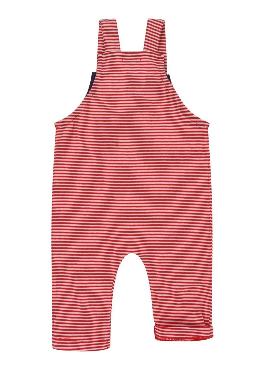 Lilly & Sid Organic Cotton Red Stripe Print Dungarees (0- 24 Months)