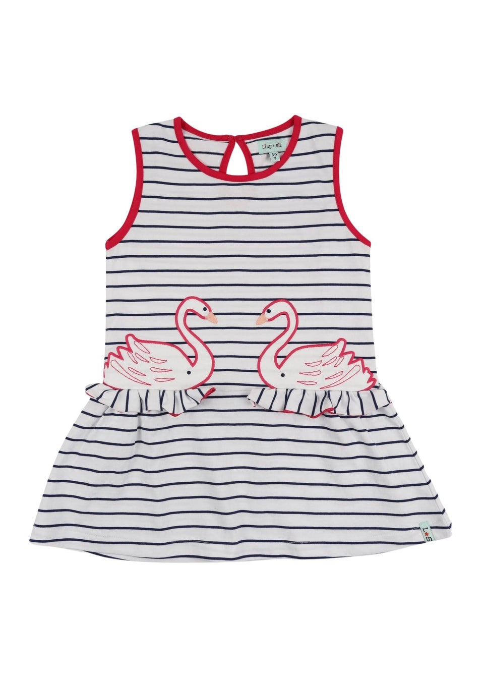 Lilly & Sid Organic Cotton Multicoloured Swan Applique Dress (24 Months- 8 Years)