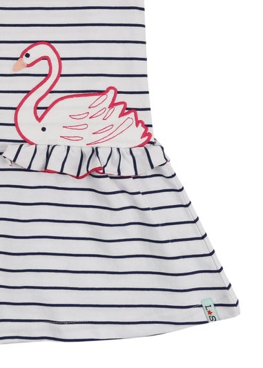 Lilly & Sid Organic Cotton Multicoloured Swan Applique Dress (24 Months- 8 Years)