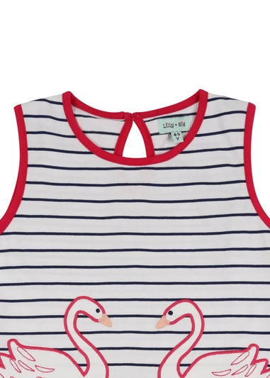 Lilly & Sid Organic Cotton Multicoloured Swan Applique Dress (24 Months- 8 Years)