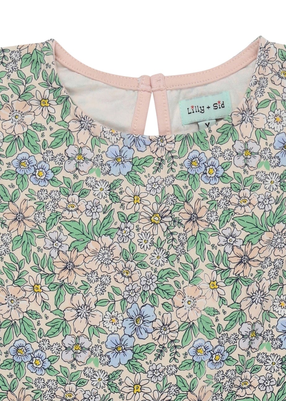 Lilly & Sid Organic Cotton Multicoloured Ditsy Floral Print Playsuit (24 Months- 8 Years)