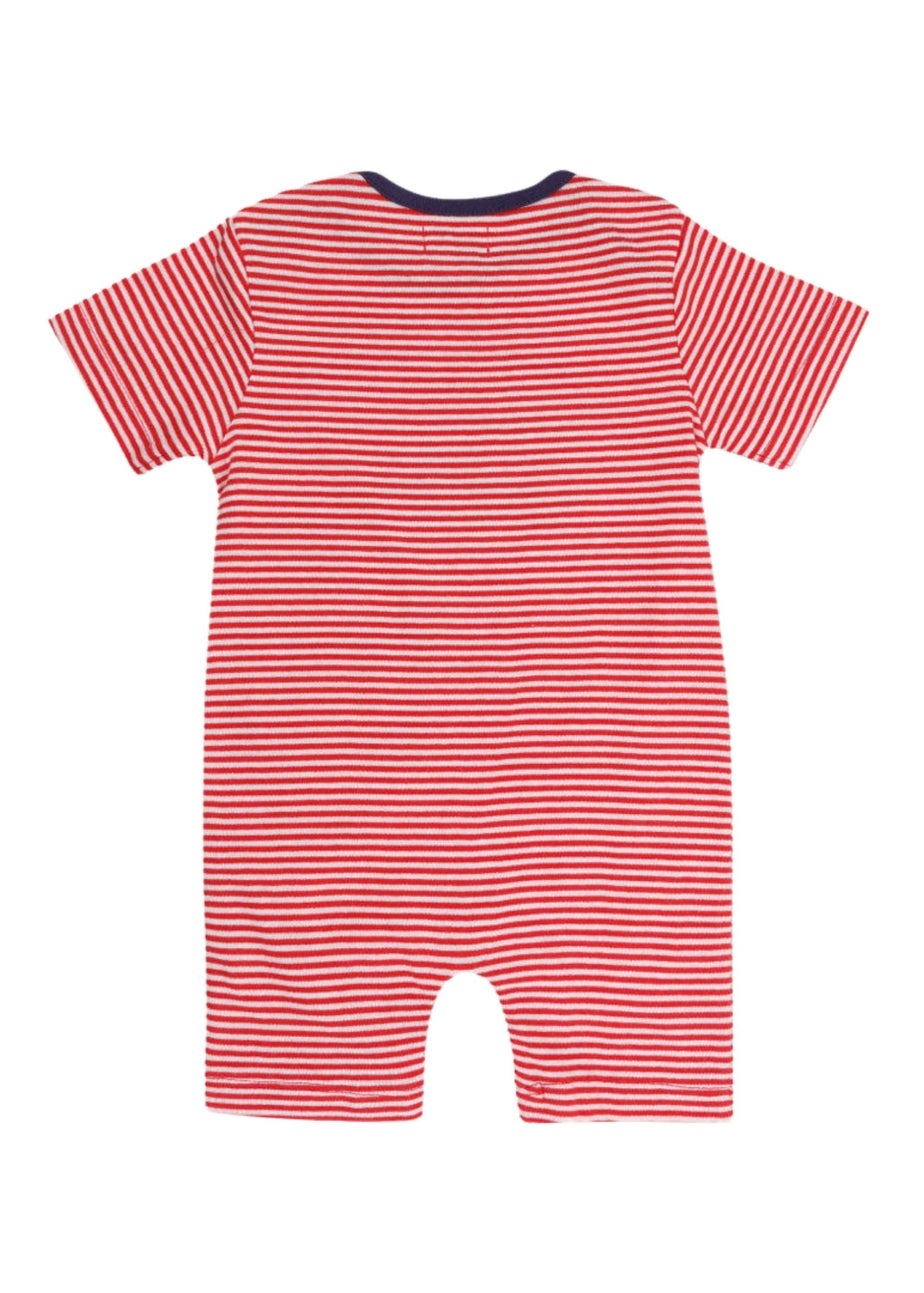 Lilly & Sid Organic Cotton Red Whale Applique Romper (0-12 Months)
