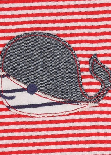 Lilly & Sid Organic Cotton Red Whale Applique Romper (0-12 Months)
