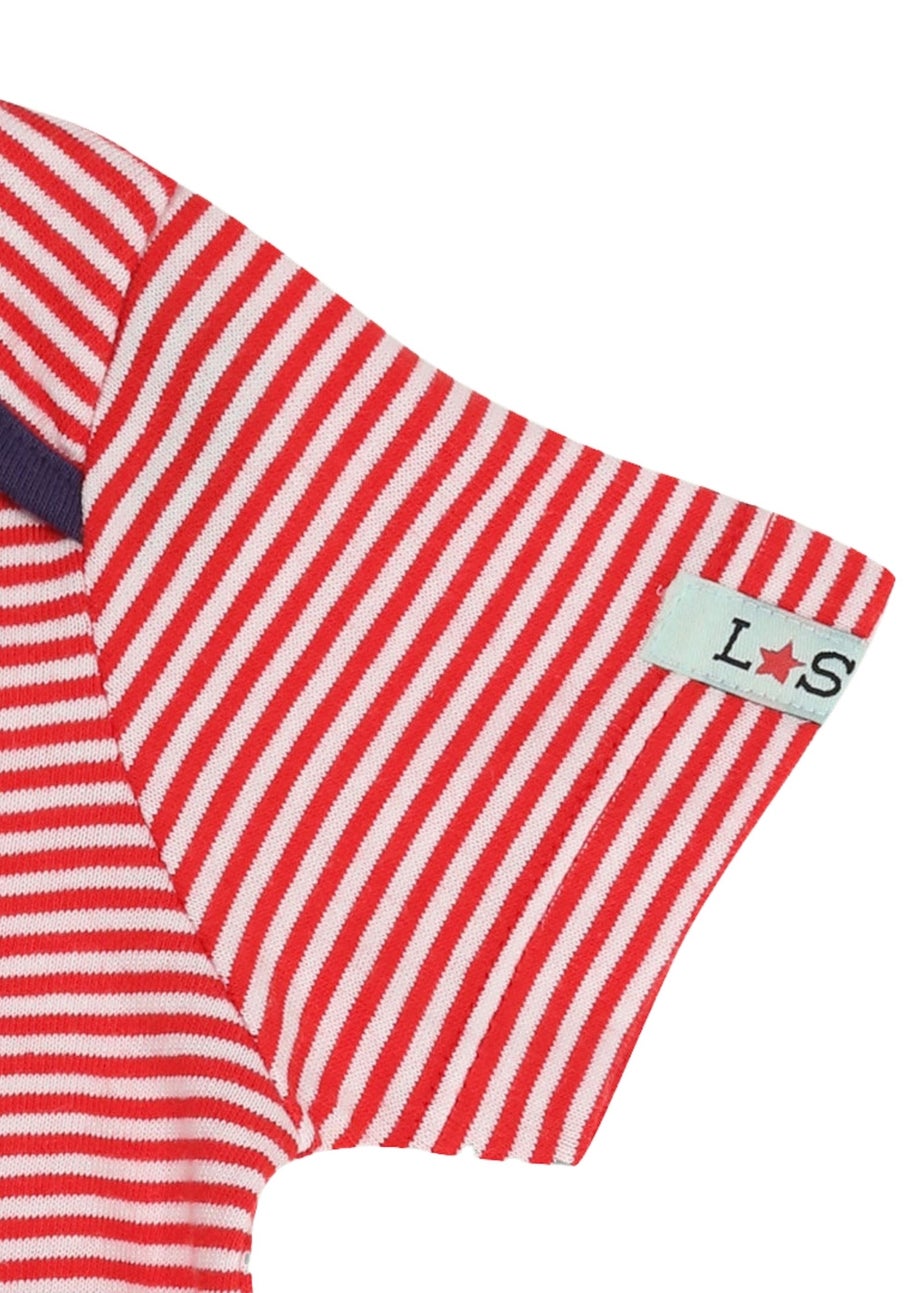 Lilly & Sid Organic Cotton Red Whale Applique Romper (0-12 Months)