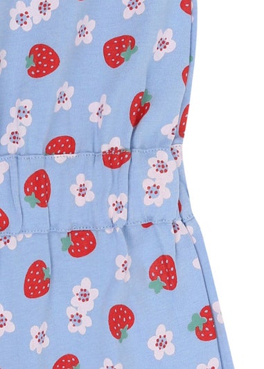 Lilly & Sid Organic Cotton Blue Strawberry Print Playsuit (24 Months- 8 Years)