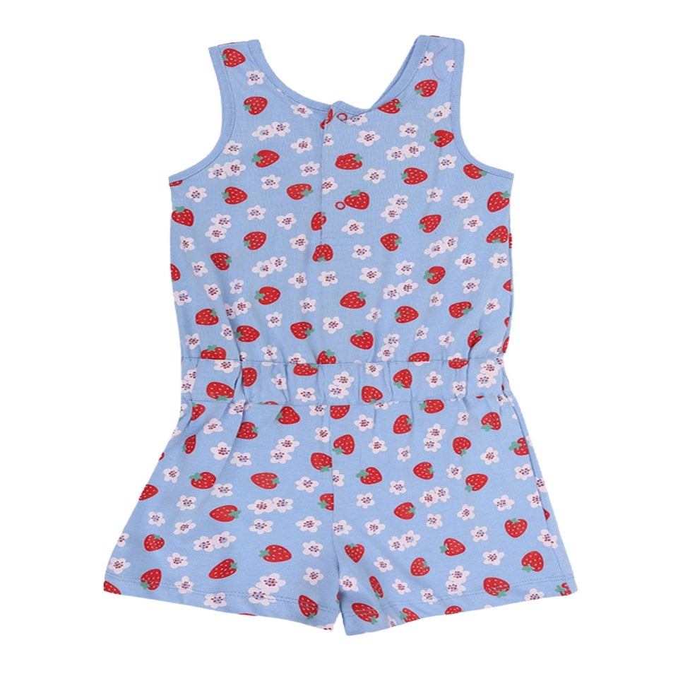 Lilly & Sid Organic Cotton Blue Strawberry Print Playsuit (24 Months- 8 Years)