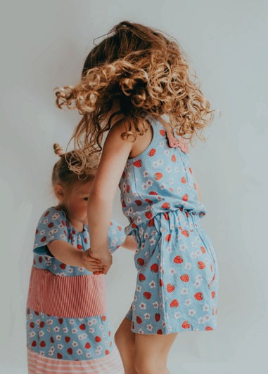 Lilly & Sid Organic Cotton Blue Strawberry Print Playsuit (24 Months- 8 Years)