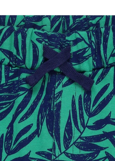 Lilly & Sid Organic Cotton Green Palm Print Shorts (24 Months- 8 Years)