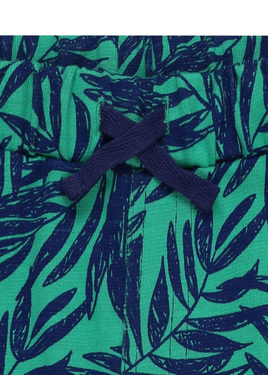 Lilly & Sid Organic Cotton Green Palm Print Shorts (24 Months- 8 Years)