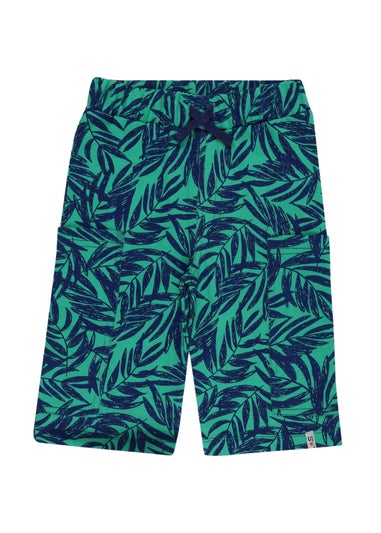 Lilly & Sid Organic Cotton Green Palm Print Shorts (24 Months- 8 Years)