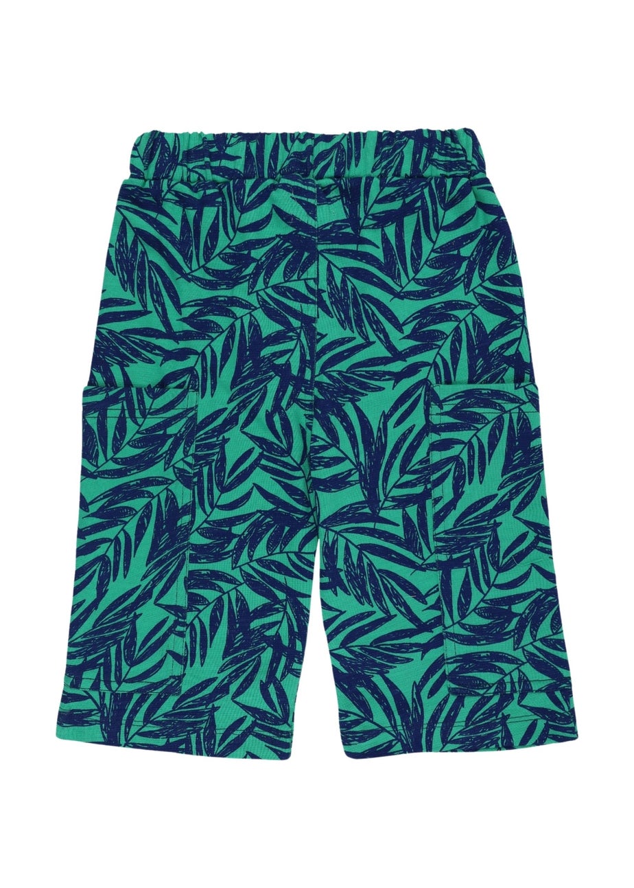 Lilly & Sid Organic Cotton Green Palm Print Shorts (24 Months- 8 Years)