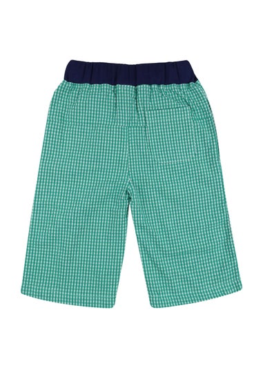 Lilly & Sid Organic Cotton Green Gingham Print Shorts (24 Months- 8 Years)