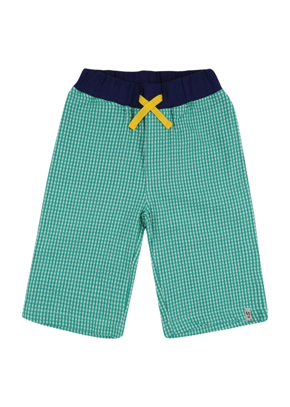 Lilly & Sid Organic Cotton Green Gingham Print Shorts (24 Months- 8 Years)
