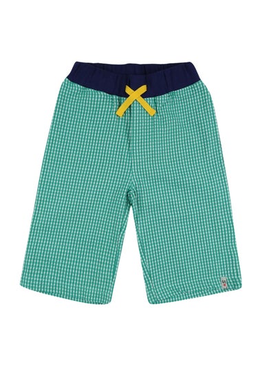 Lilly & Sid Organic Cotton Green Gingham Print Shorts (24 Months- 8 Years)