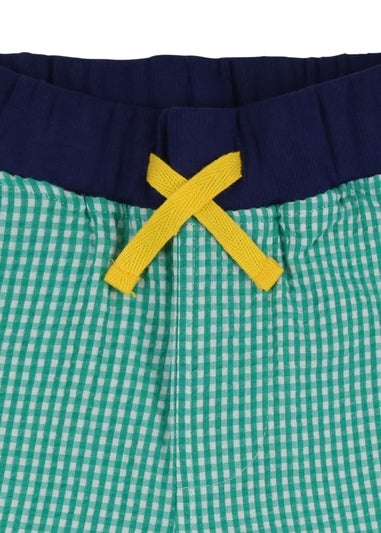 Lilly & Sid Organic Cotton Green Gingham Print Shorts (24 Months- 8 Years)