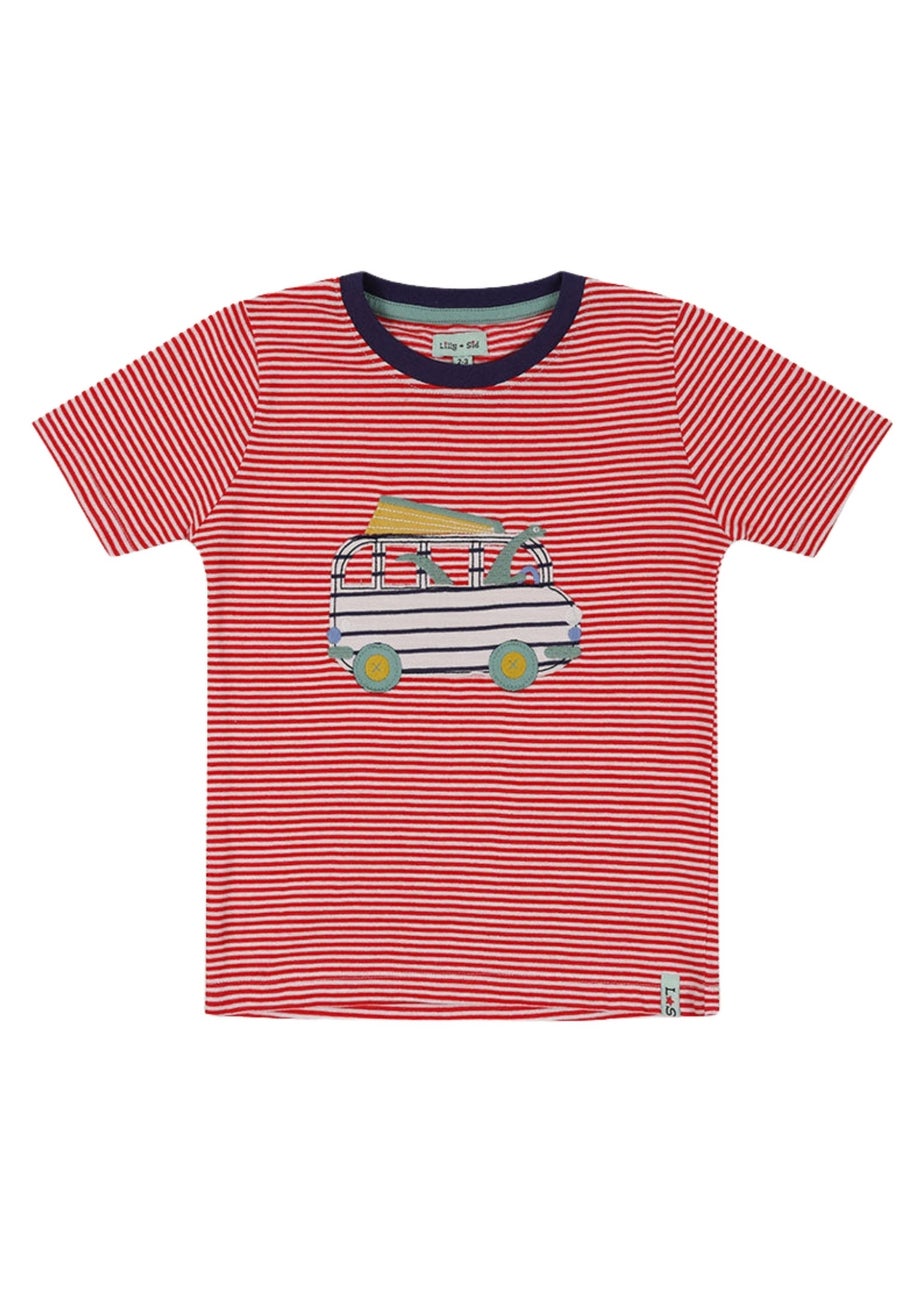 Lilly & Sid Organic Cotton Red Car Applique T- Shirt (24 Months- 8 Years)