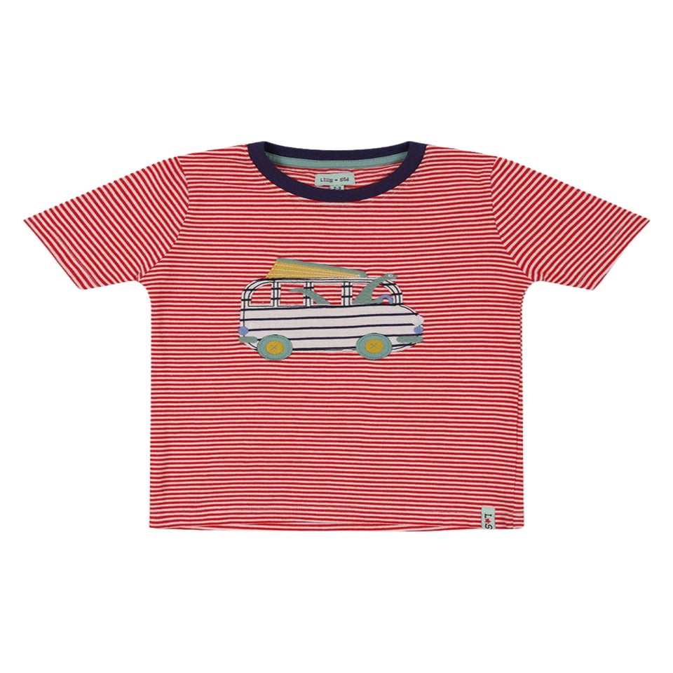 Lilly & Sid Organic Cotton Red Car Applique T- Shirt (24 Months- 8 Years)
