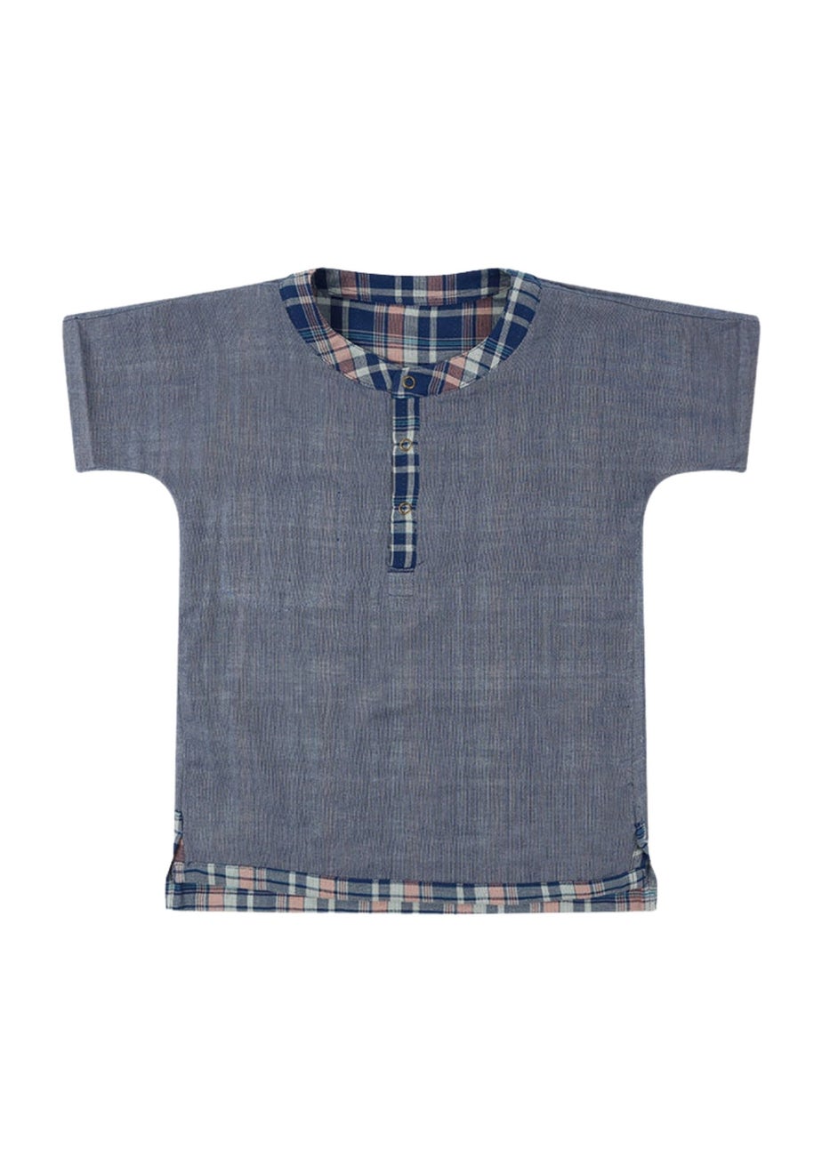 Lilly & Sid Organic Cotton Navy Check Print T-Shirt (24 Months- 8 Years)