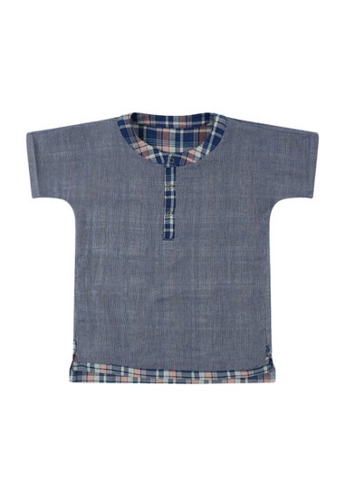 Lilly & Sid Organic Cotton Navy Check Print T-Shirt (24 Months- 8 Years)