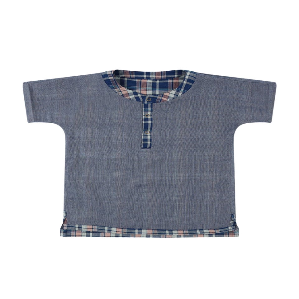 Lilly & Sid Organic Cotton Navy Check Print T-Shirt (24 Months- 8 Years)