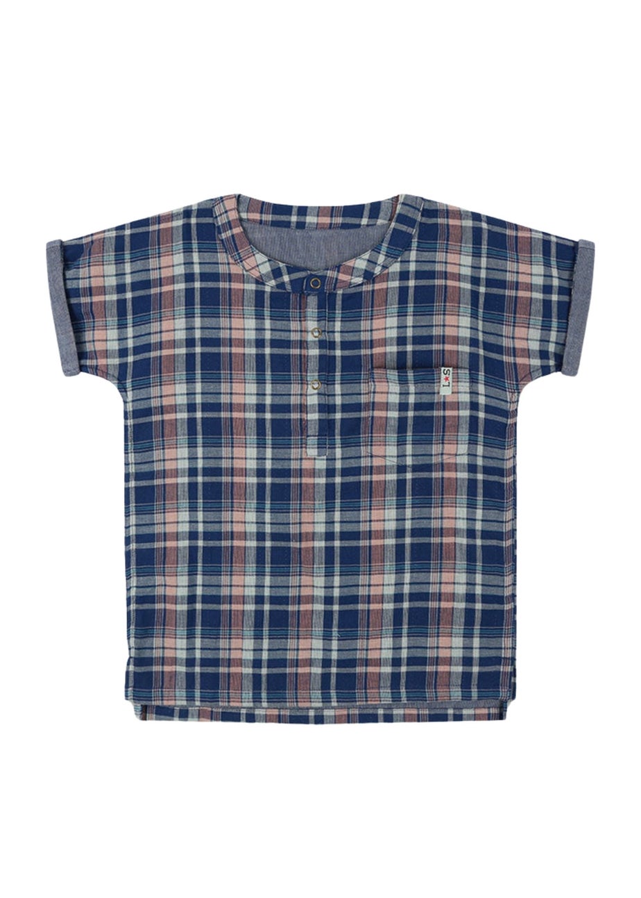 Lilly & Sid Organic Cotton Navy Check Print T-Shirt (24 Months- 8 Years)
