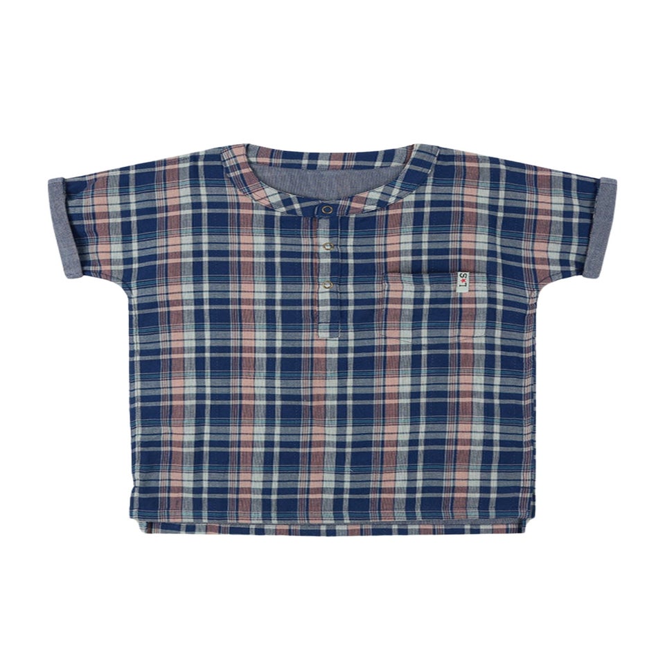 Lilly & Sid Organic Cotton Navy Check Print T-Shirt (24 Months- 8 Years)