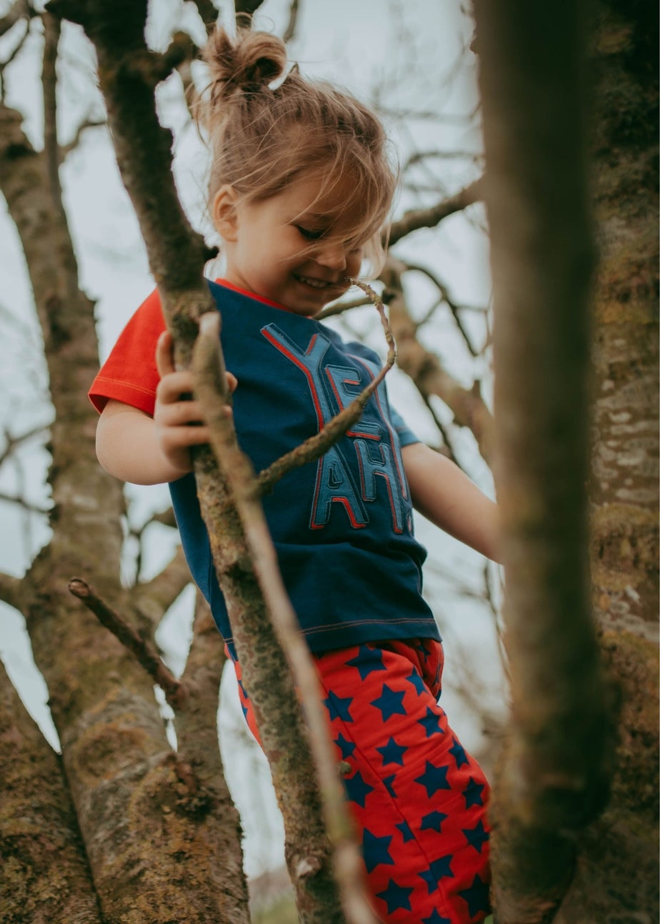 Lilly & Sid Organic Cotton Navy Yeah Slogan Print T-Shirt (24 Months- 8 Years)