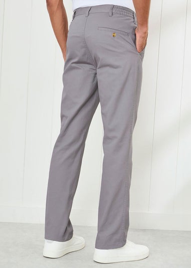 Cotton Traders Soft Grey Flat Front Comfort Trousers