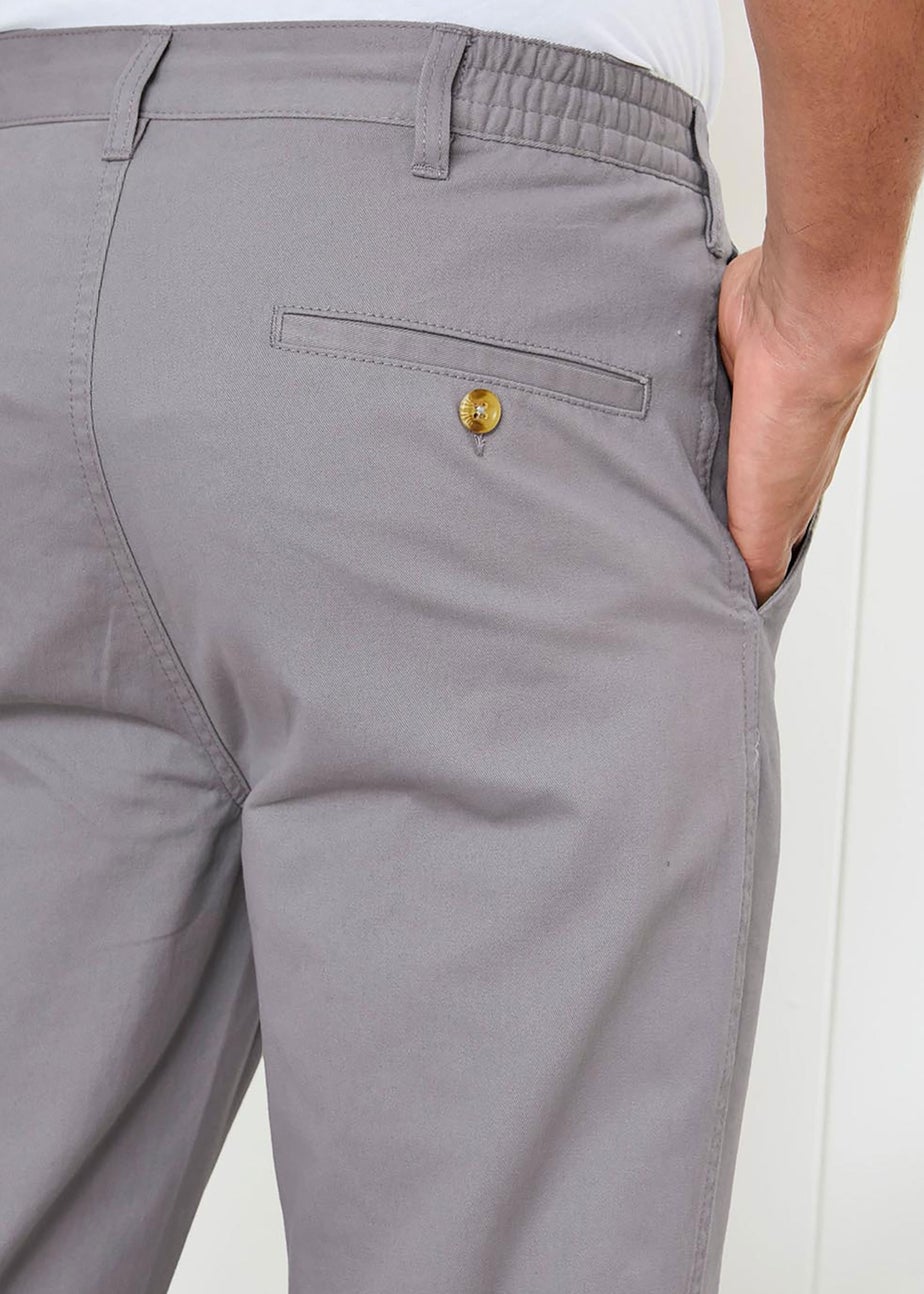 Cotton Traders Soft Grey Flat Front Comfort Trousers