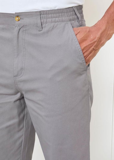 Cotton Traders Soft Grey Flat Front Comfort Trousers