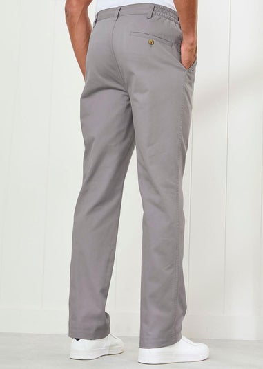Cotton Traders Soft Grey Pleat Front Comfort Trousers