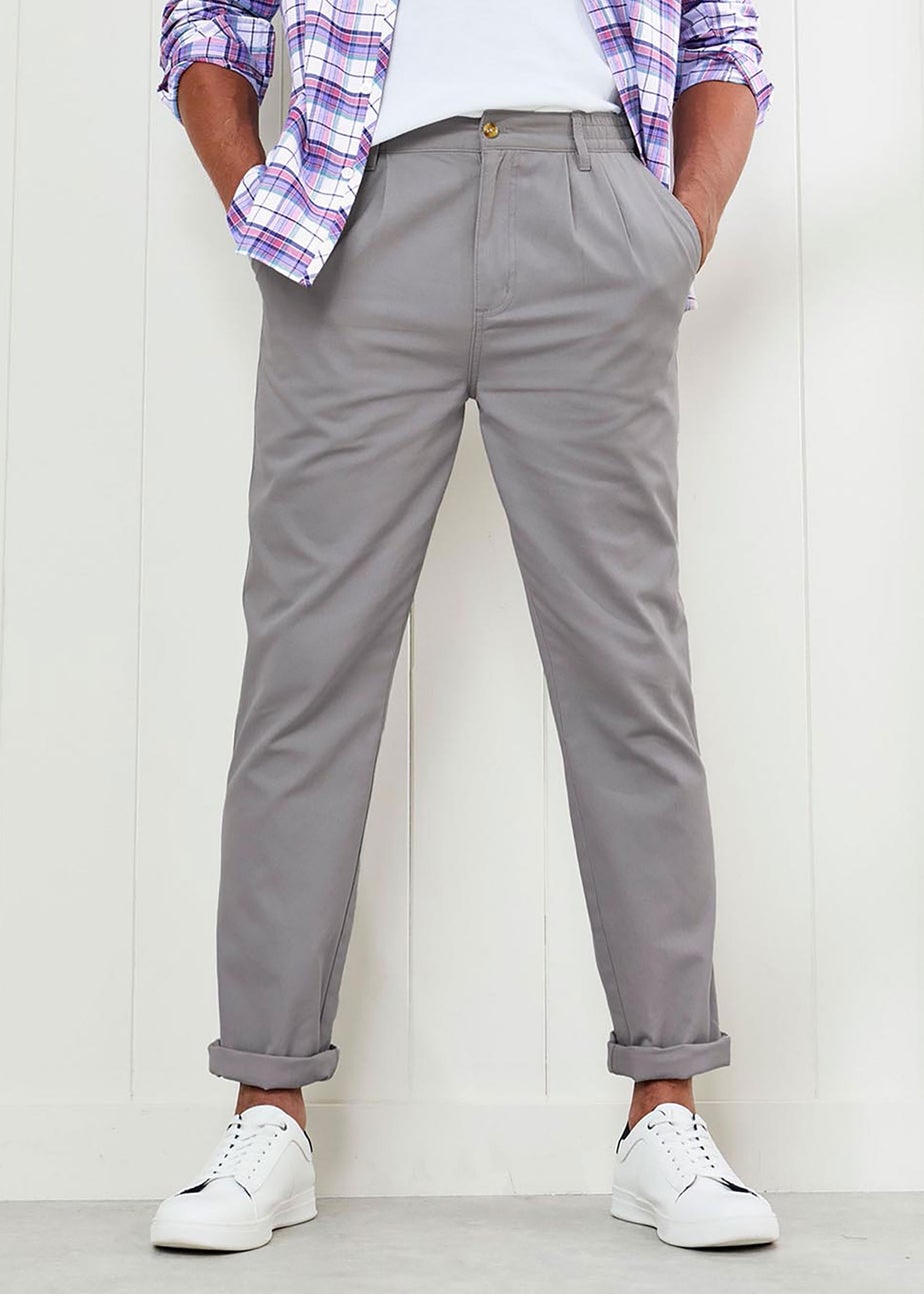 Cotton Traders Soft Grey Pleat Front Comfort Trousers