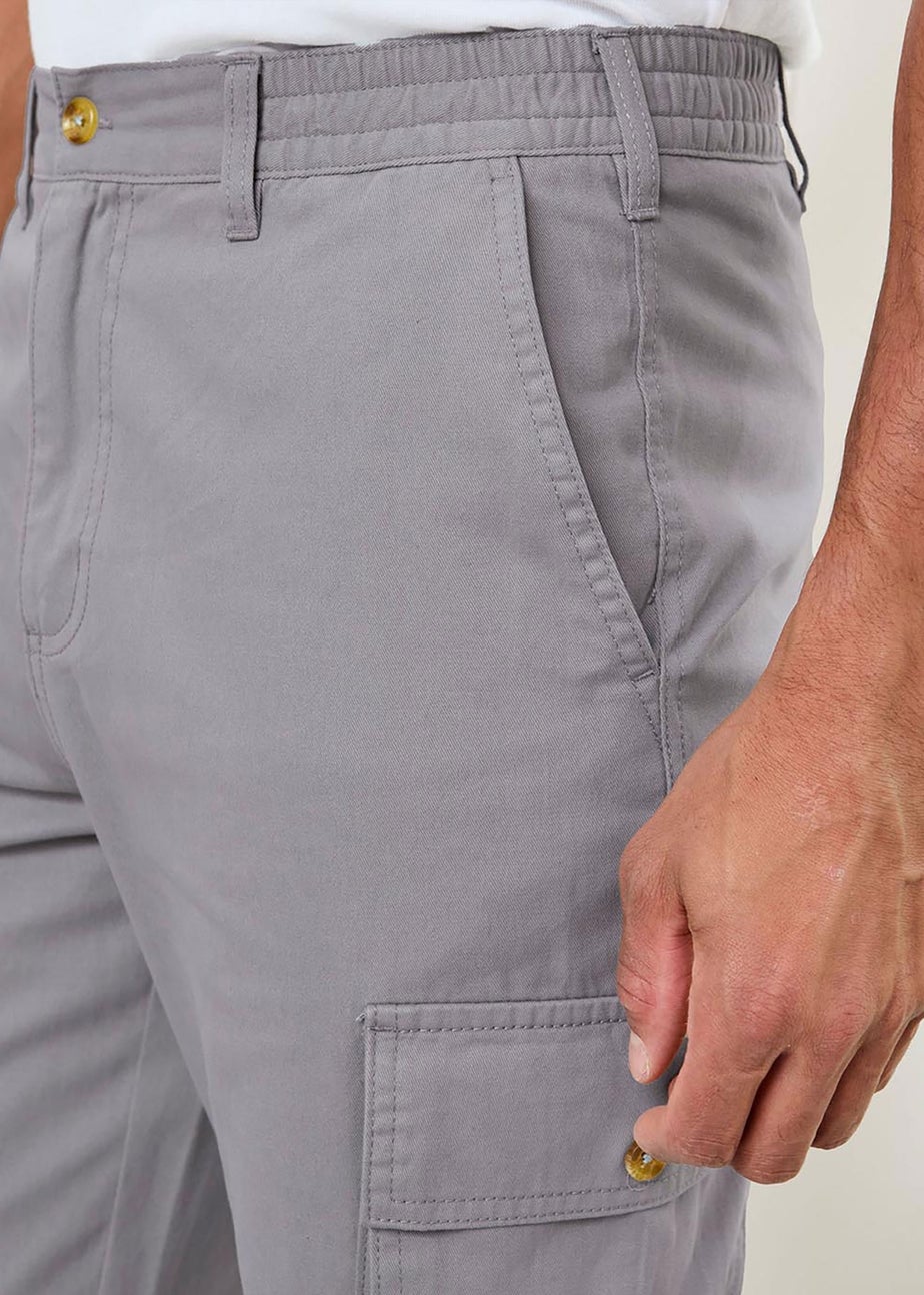 Cotton Traders Soft Grey Cargo Comfort Trousers