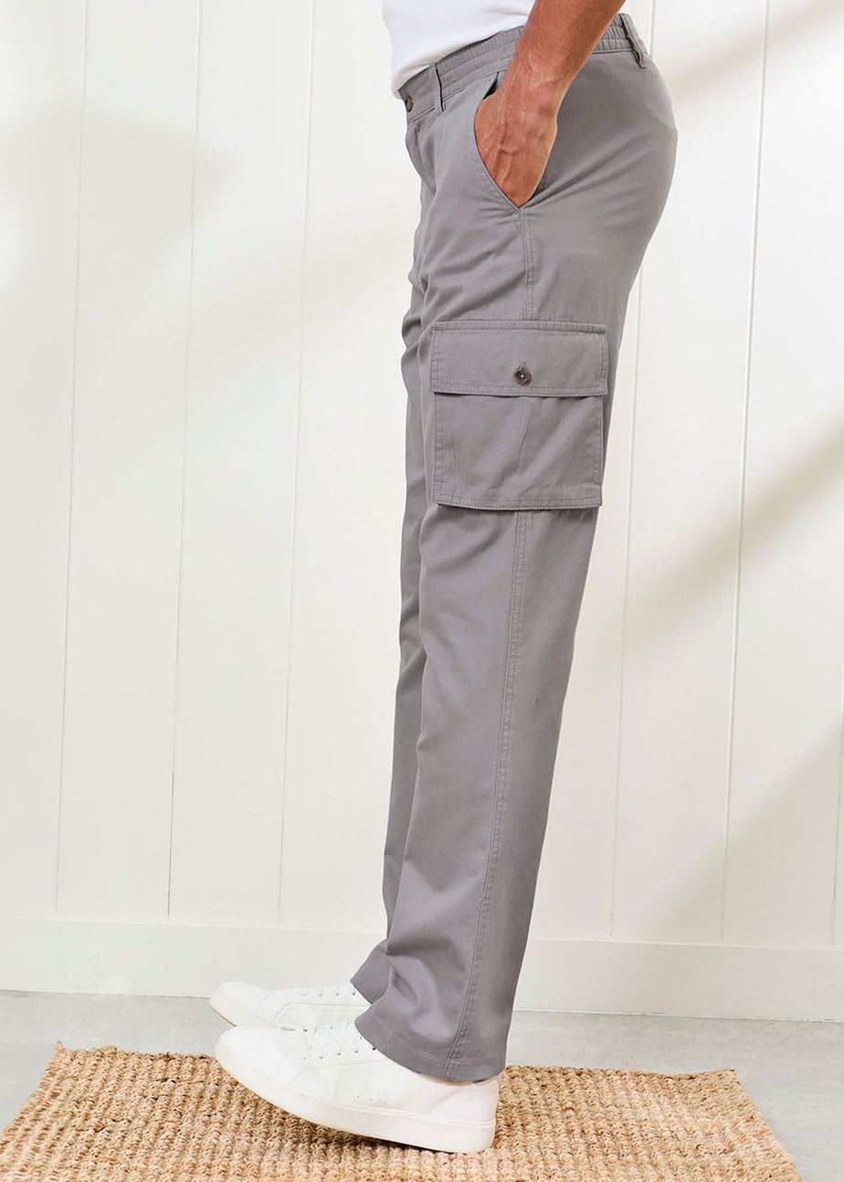 Cotton Traders Soft Grey Cargo Comfort Trousers
