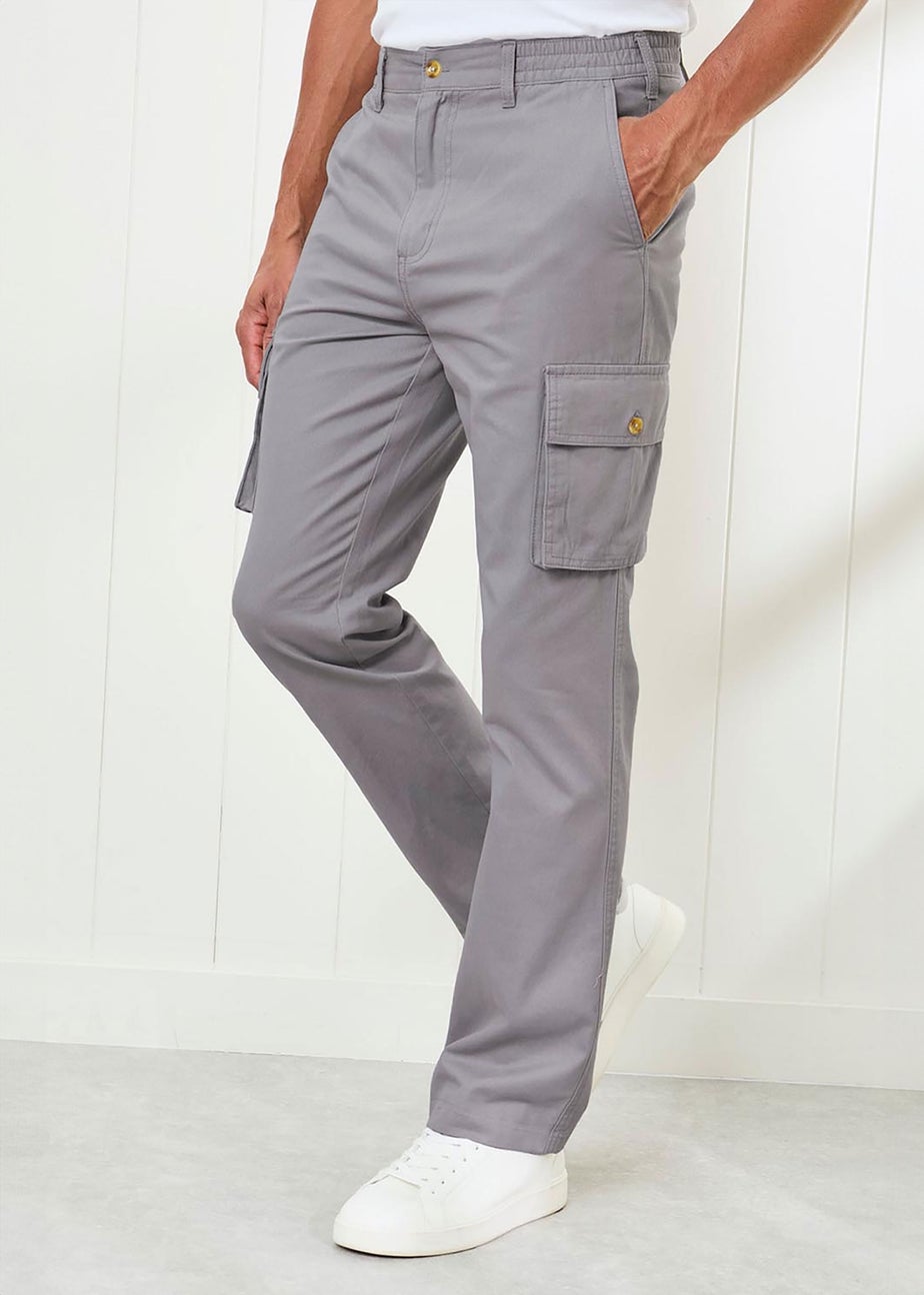 Cotton Traders Soft Grey Cargo Comfort Trousers