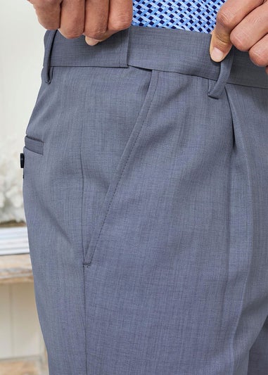Cotton Traders Washed Blue Pleat Front Supreme Easy-Care Trousers