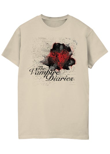 The Vampire Diaries Heart Diary Sand Boyfriend Fit Graphic T-Shirt