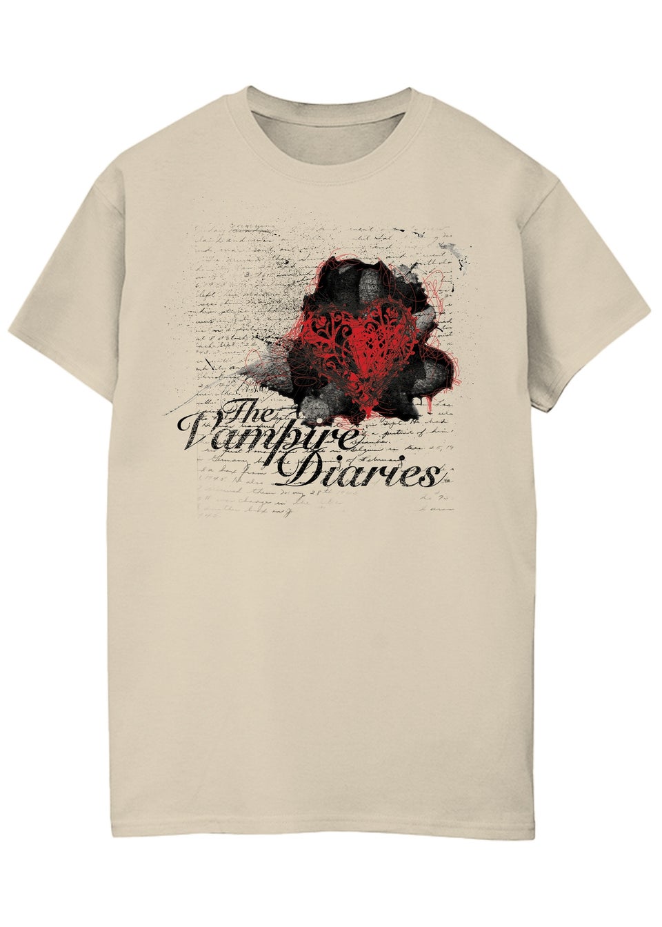 Spiral Galaxy The Vampire Diaries Heart Diary Sand Boyfriend Fit Graphic T-Shirt
