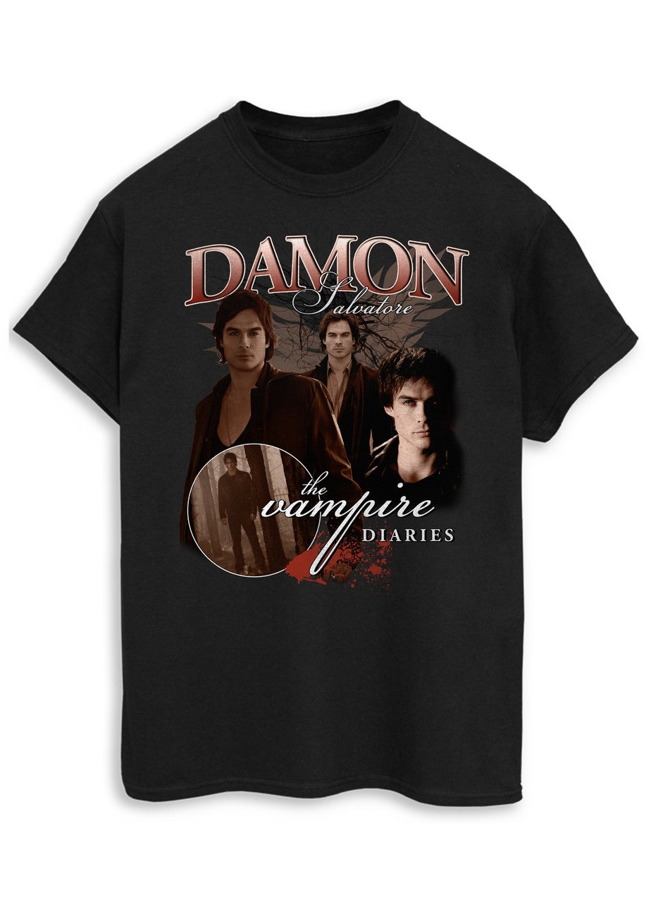 The Vampire Diaries Damon Black Boyfriend Fit Graphic T-Shirt