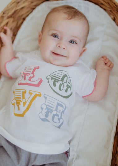 Lilly & Sid Multicoloured Love Slogan Top & Short Set (0- 24 Months)