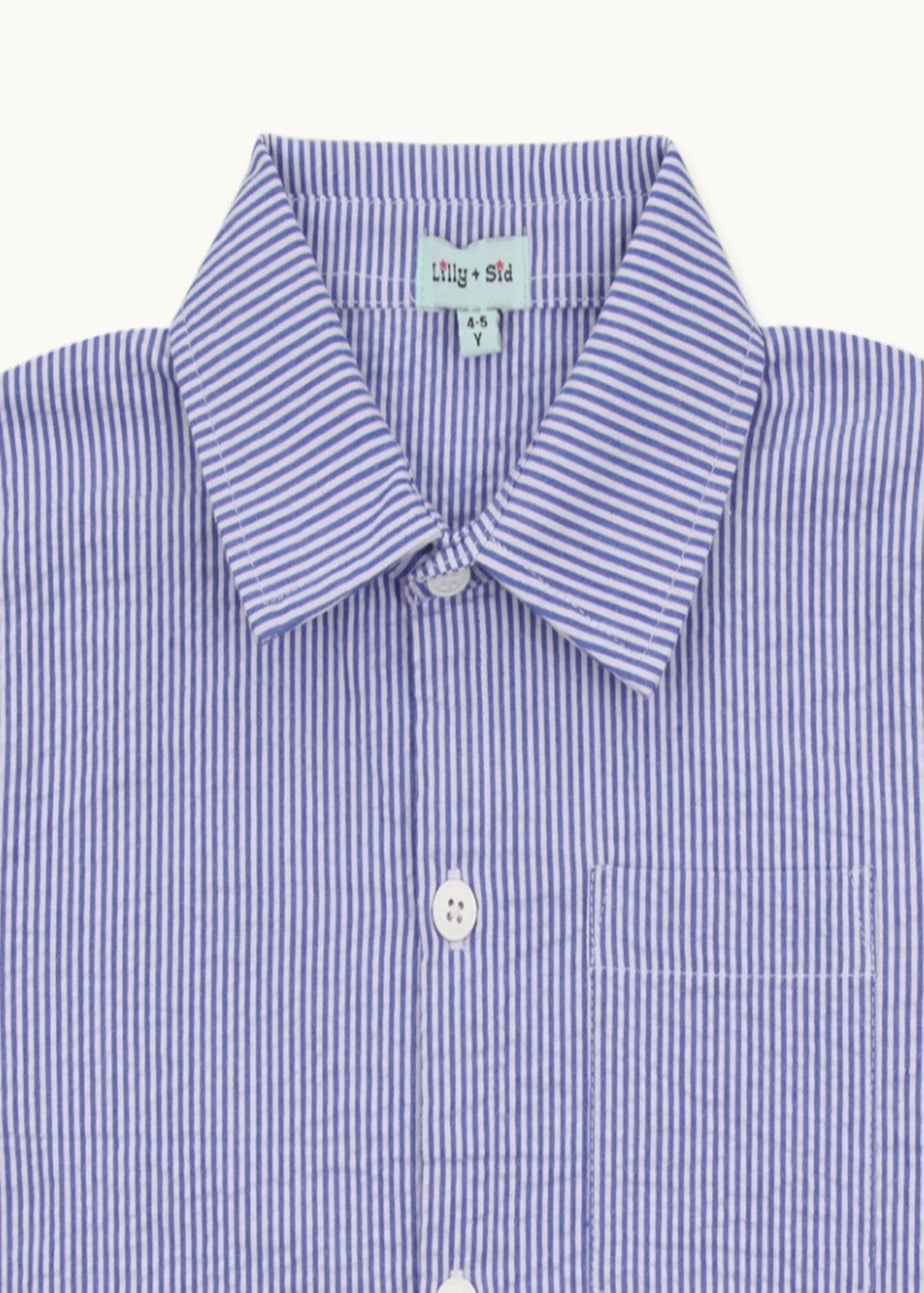 Lilly & Sid Organic Cotton Blue Stripe Print Shirt (24 Months- 8 Years)