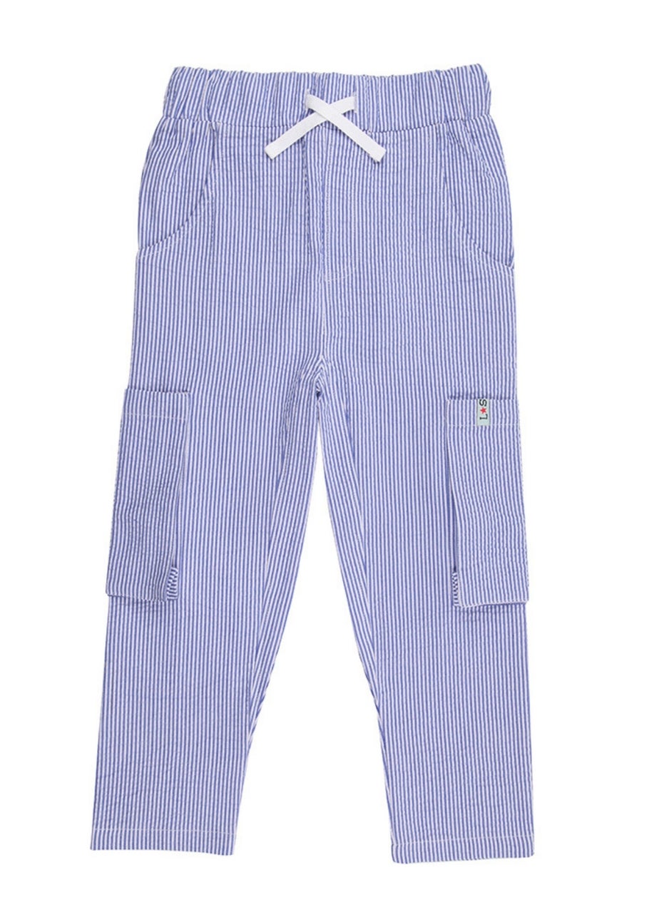 Lilly & Sid Organic Cotton Blue Stripe Print Trousers (24 Months- 8 Years)