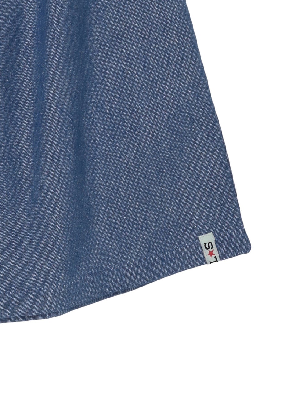 Lilly & Sid Organic Cotton Blue Floral Embroidered Dress (0-8 Years)